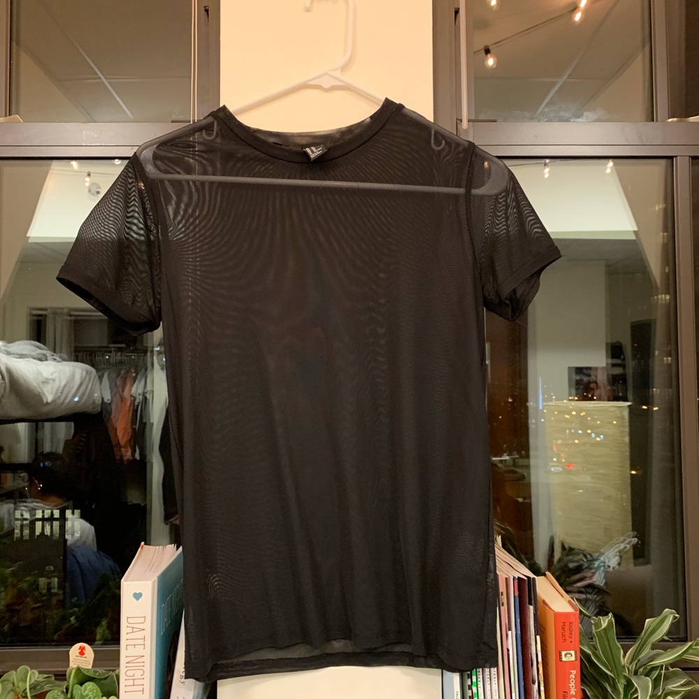 Black Mesh/Sheer T-shirt